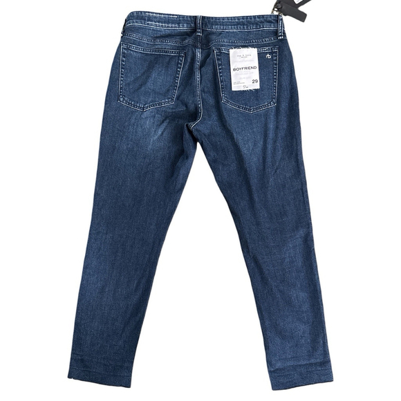 Rag & Bone Dre Low Rise Slim Boyfriend Jeans Dark Wash Womens Sz 29 Raw Hem NWT - Picture 2 of 7